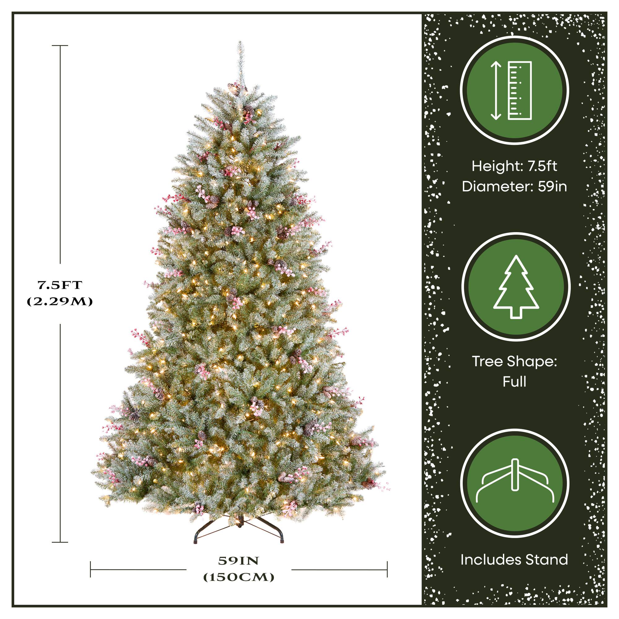7.5ft. Pre-Lit Snowy Dunhill® Fir Artificial Christmas Tree, Clear Lights